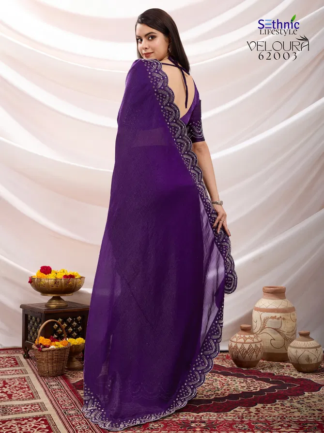 Veloura By Sethnic Velvet Chiffon Saree Wholesale Market In Surat